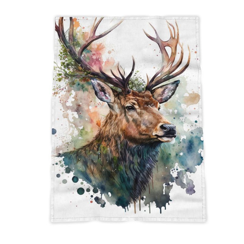 Stag Head Print Tea Towel