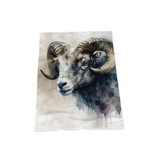 Ram Head Print Tea Towel