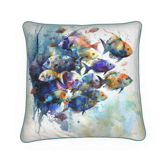 Tropical Fish Shoal Print Cushion