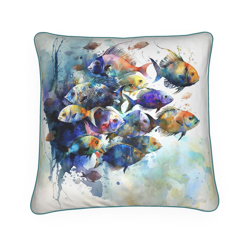 Tropical Fish Shoal Print Cushion