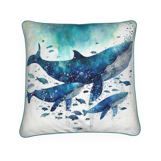 Blue Whale Print Cushion