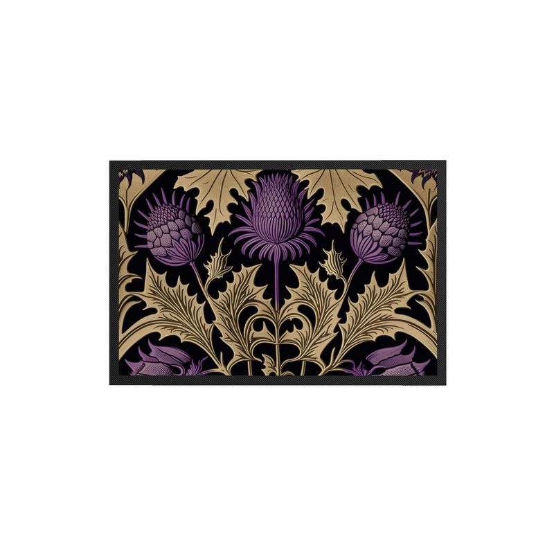 Gold and Purple Thistle Print Botanical Doormat