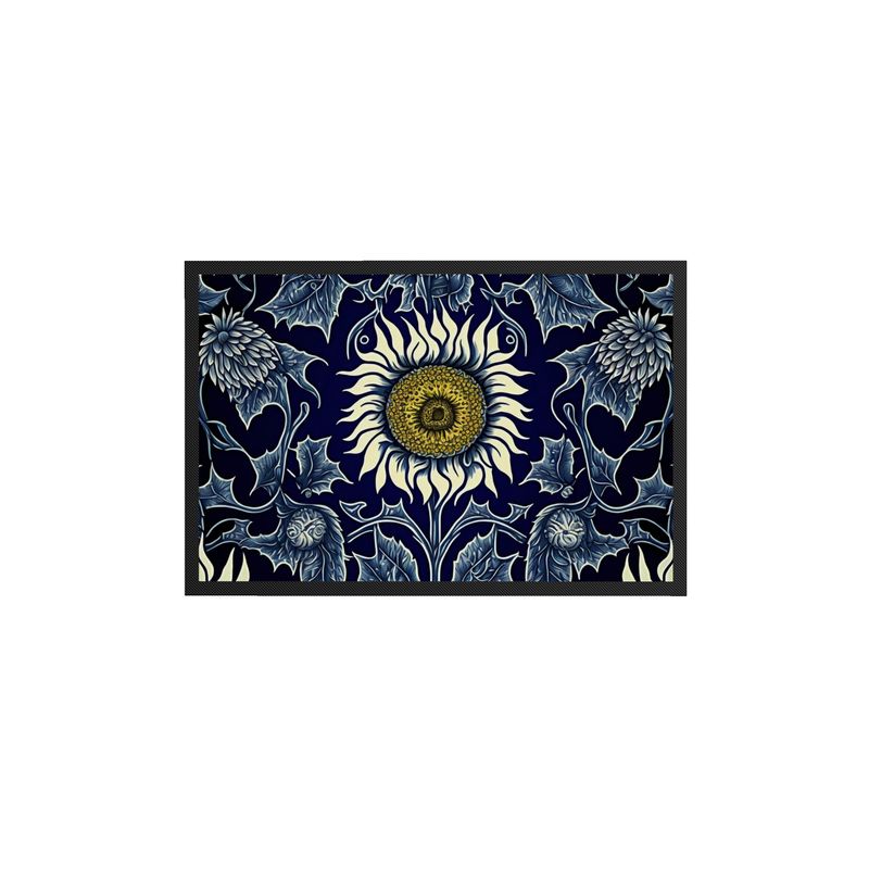 Indigo and Yellow Sunflower Print