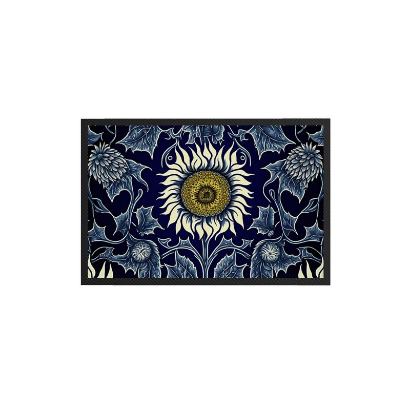 Indigo and Yellow Sunflower Print