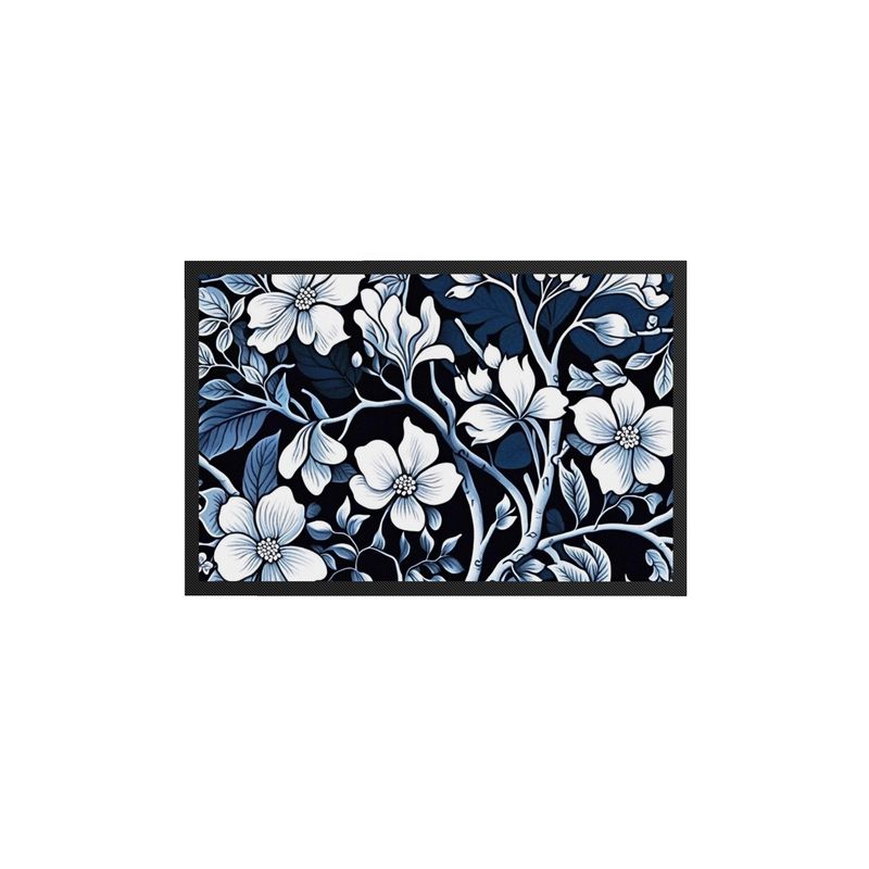 Indigo Dogwood Blossom Print Doormat