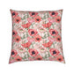 Red and Pink Poppy Print Cushion